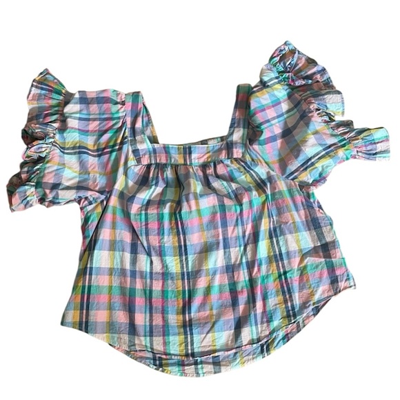 Terra & Sky Multicolor Plaid Ruffle Blouse - EUC - Picture 1 of 4